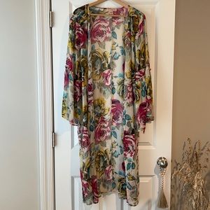 Floral Duster/Cover Up (Maxi length)